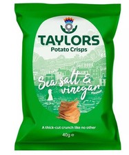 Taylors Sea Salt & Vinegar Flavoured Crisps – Thick-Cut, 23 x 40g (1 Missing)
