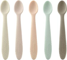 PandaEar 5 Pack Silicone Baby Spoons Self Feeding 4 6 Months, Multicolor 