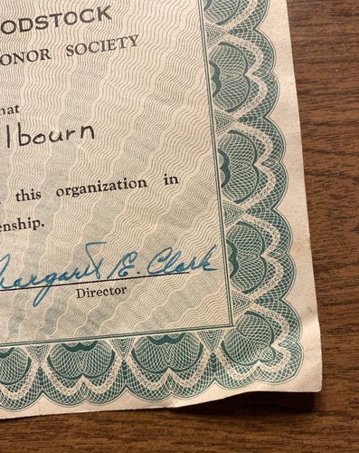 1954 CVJM Camp Honor Society Daughters of Woodstock Membership Certificate A9 - Bild 5 von 12