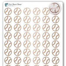 Baseball Planner Sticker / 54 Gold Foil Transparent Vinyl (1/2”)/Sports Exe...