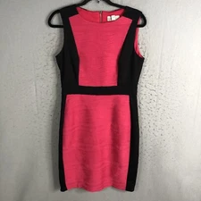 Dana Buchman Dress Womens 10 Hot Pink Black Mini Pleats Sheath Party NEW