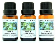 3 Teak  Sandalwood 1/2oz Premium Grade Scented Fragrance Oil Crazy Candles