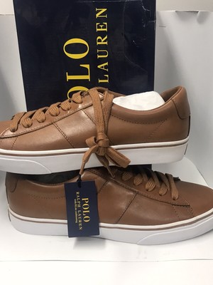 polo ralph lauren sayer leather trainers in black