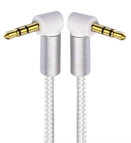 3.5mm TRS Male to 3.5mm Angled Male Auxiliary Audio Braided Extension Cable - 第 1/3 張圖片