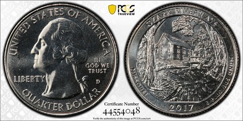 2017-D Ozark Riverways NP Quarter 25c PCGS MS66 Gold Shield