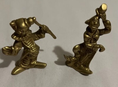 METAL FIGURINES SET CLOWNS CIRCUS BRASS VTG KINDER SURPRISE MINIATURES INDIA
