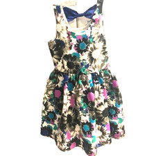 Justice Size 12 Party Dress Girls Multi-Color Zip Back Sequin Bow-Free Shipping
