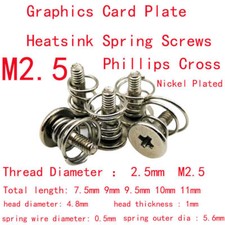 15pcs M2.5 Nickel Plated Graphics Card Fixing Heat Sink Screws Spring Screws