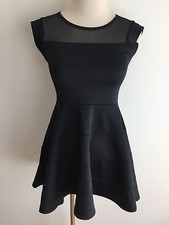DKNY Sleeveless LBD Little Black Dress Fit & Flared Semi-Sheer Décolletage Sz M