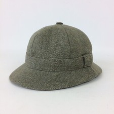 Vintage Mybro Tweed Wool Bucket Style Hat Cap w/ Hard Brim Small