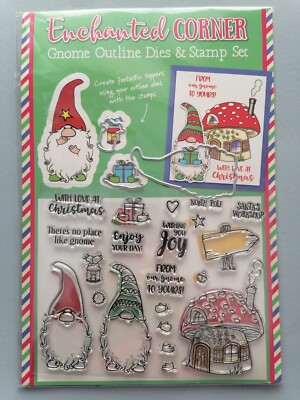 GNOME Outline Dies and Acrylic Stamp Set, Enchanted Corner, Practical Publishing