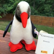 2001 Steiff Mohair Velvet Penguin Ltd. Edition 649/1500 Germany 7 3/4 inch