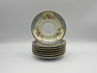 7 Noritake China Bluedawn Saucers for Tea or Coffee Cups Gold Trim #622
