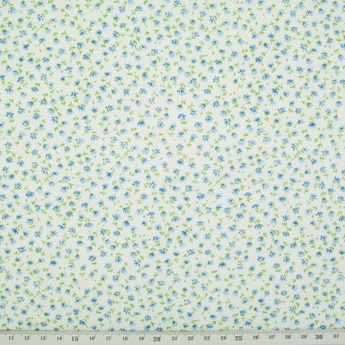 Vintage Ditsy Rose FLORAL POLYCOTTON FABRIC PINK BLUE Craft Material by Metre - Picture 7 of 7