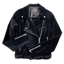 Paige Shanna Velvet Biker Moto Jacket Lined Pockets Belted Black S Nwot