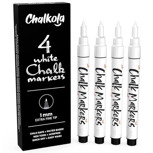 (4 Pack 1mm Point) Chalk Pens - White Dry