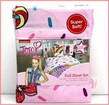 Nickelodeon JOJO SIWA Sheet Set - Dream Crazy Big BowBow Hearts Stars Pink FULL