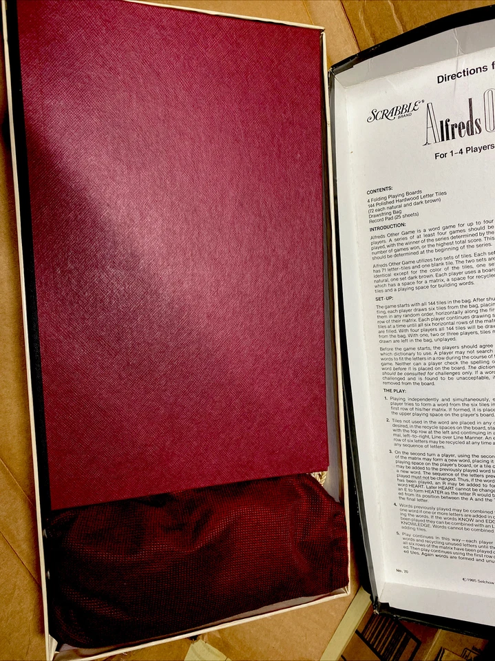 Vintage 1985 Selchow & Righter Scrabble ALFREDS OTHER GAME Box Torn But Compl - Image 4 of 4