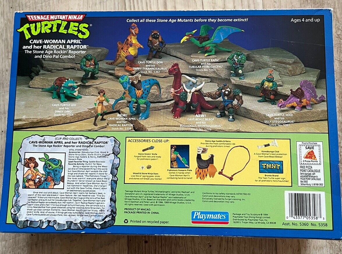 TMNT 1994 Cave-Woman April And Radical Raptor (Mint; Rare TMNT 1994 Cave-Woman April And Radical Raptor (Mint; Rare
