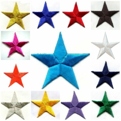 #ad STAR IRON ON APPLIQUE select size and color FREE SHIPPING $2.89
