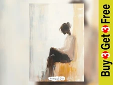 Solitude in Thought 5"x7 Print on Matte Paper | Abstract Figure Painting Art