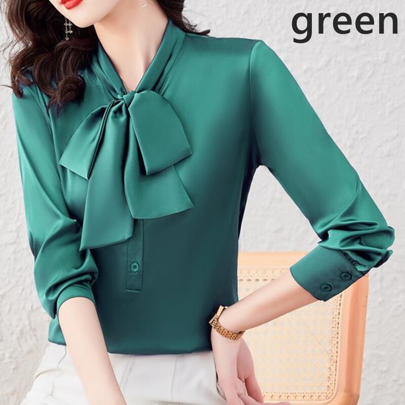 satin bow blouse