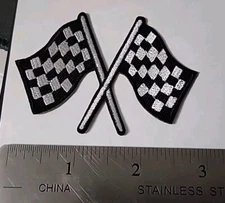 Racing Checkered Flag Embroidered Iron/Sew On Patch