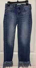 Judy Blue Jeans Women’s Size 1/25 Cropped Fit Fringe Bottoms Dark Wash