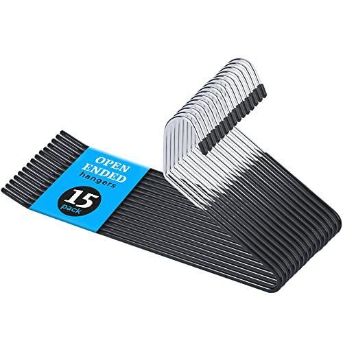Open-Ended Non-Slip Metal Pants Hangers, Pack of 15 Black-image