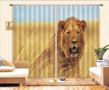 3D Animal Lion Grass ZHUA1847 Photo Curtain Window Blockout Fabric Amy 2023