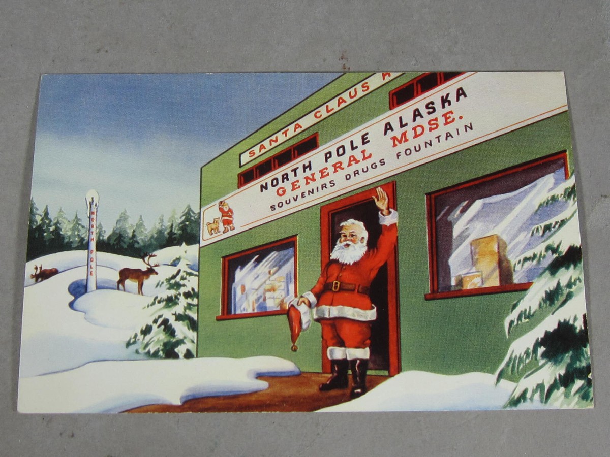Vintage North Pole, Alaska Postcard SANTA CLAUS HOUSE Gift Store 