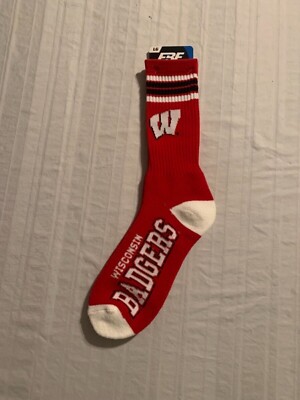 Wisconsin Badgers NCAA FBF Team Colors 4-Stripe Large Pair of Socks