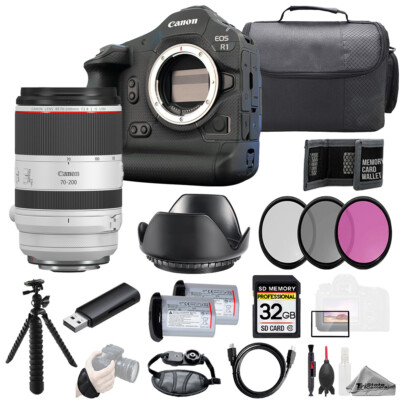 Canon EOS R1 + RF 70-200mm f/2.8L IS USM Lens+32GB+Ext Bat+3PC Filter-Kit