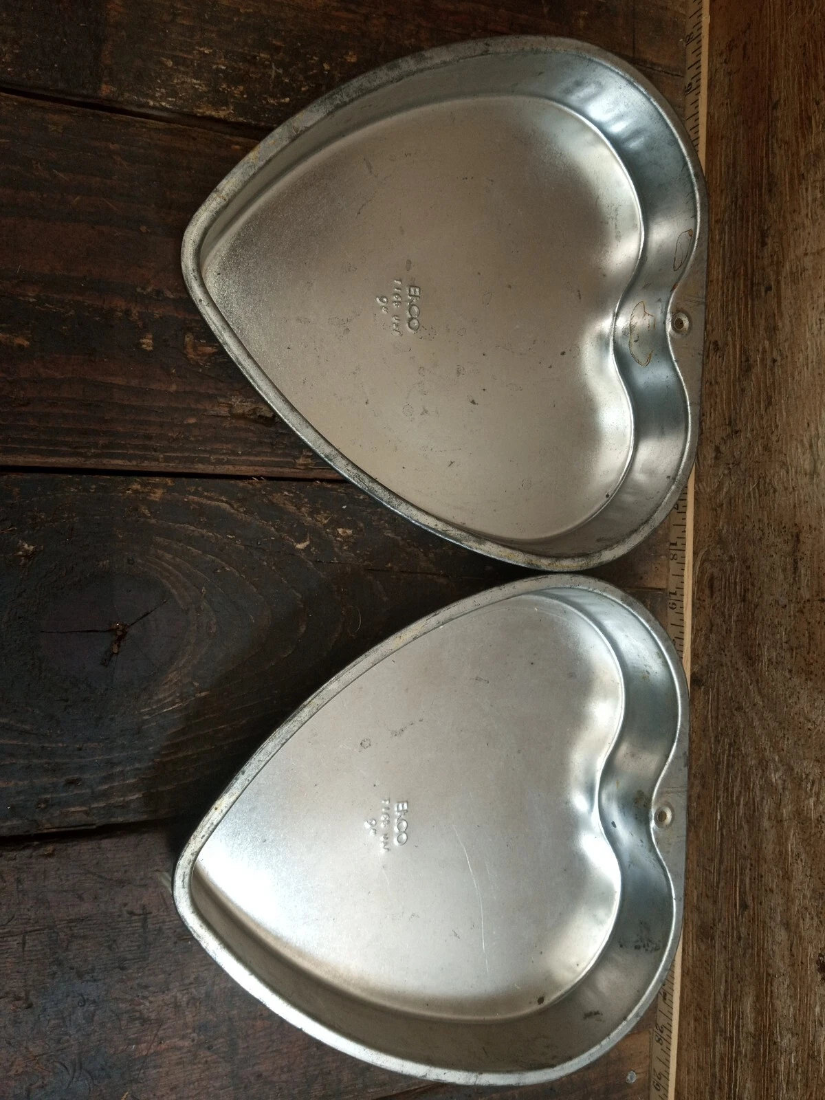 Vintage ECKO USA 9" Heart Shaped Cake Pan #7165 Set 2Pc For Layered Baking
