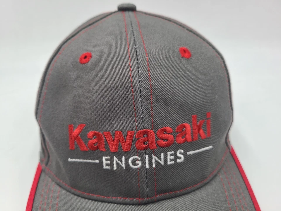 Gorra ajustable Kawasaki Engines bandera americana coche de carreras hombres mujeres gris rojo Foto 4 de 4