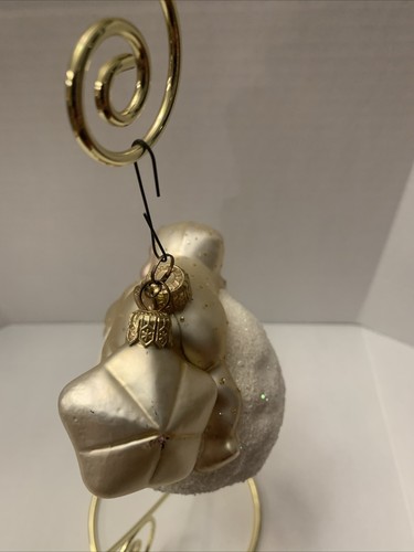 Dept 56 Blown Glass Christmas Ornament Snowbaby atop a Snowball with Star - Picture 5 of 5
