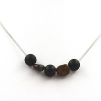 Mineralien Und Edelsteine. Collier Perlen Onyx Schwarz Matt 8 Mm + Bronzit