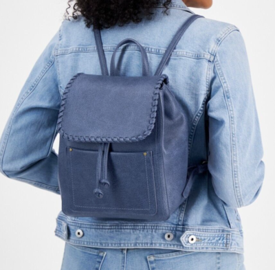 Women’s Light Blue faux Leather Backpack with Whipstitch Detail Madison Concealed Carry Backpack Purse main image 4