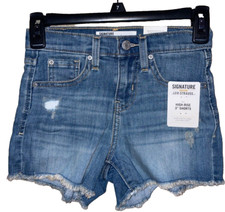 Signature Gold Levi Strauss  Co Girls Denim Jean HIGH RISE 3" Shorts SZ 7