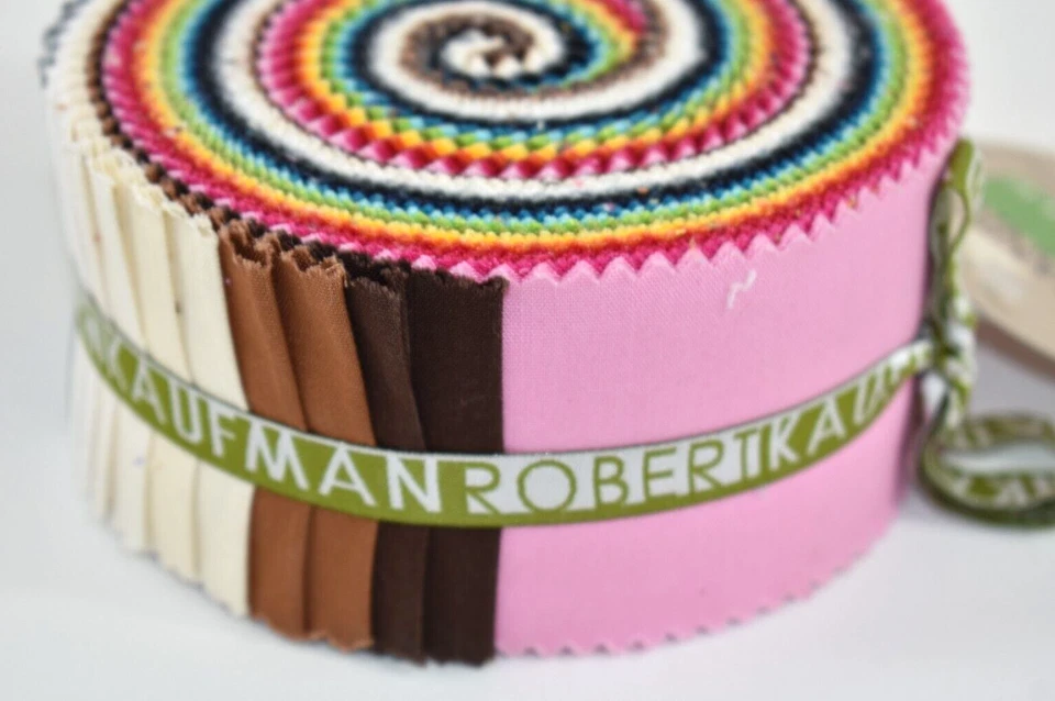 Kaufman Jelly Roll Organic Cotton Solids Fabric Jelly Roll-Up 2.5" Precut Strips - Image 4 of 4