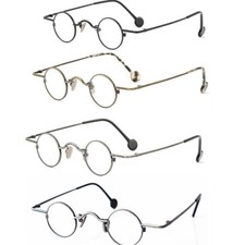 Small Round Retro Reading Glasses Metal Glasses Frame Rx-able Mens Womens