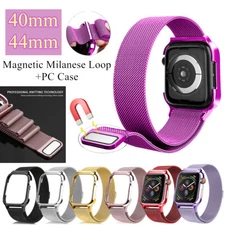 Milanese Stainless Steel Magnetic Loop band & Case Cover For Apple Watch Strap