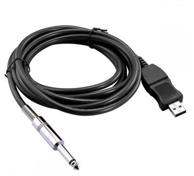 1*USB Guitar Bass To USB 6.3mm Link Cable adapter PC Recording USB Guitar cable