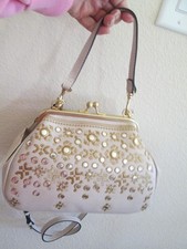 PATRICIA NASH Leather Annie Greek Mirror Embroidery Framed Kisslock Crossbody