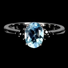 925 Sterling Silver Ring Oval Sky Blue Topaz 8x6mm Spinel Gemstone Jewelry Sz 8