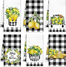 6 Pcs Lemon Kitchen Towels Lemonade Dish Towels with Sayings Decorative Hand