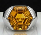 Natural Citrine Gemstone With 925 Sterling Silver Ring for Men's Handmade Ring