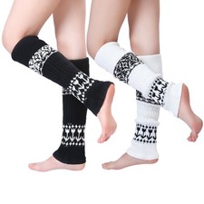 Leg Warmers for Women Winter Warm Knitted Knee High Boot Socks 80s for Party ...