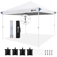 10x10 Pop Up Canopy with One Push Setup- Beach Tent with 99% UV Blocking - In...
