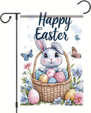 Happy Easter Bunny Garden Flag Double Sided 12 x 18 Happy Easter Egg Decorative
